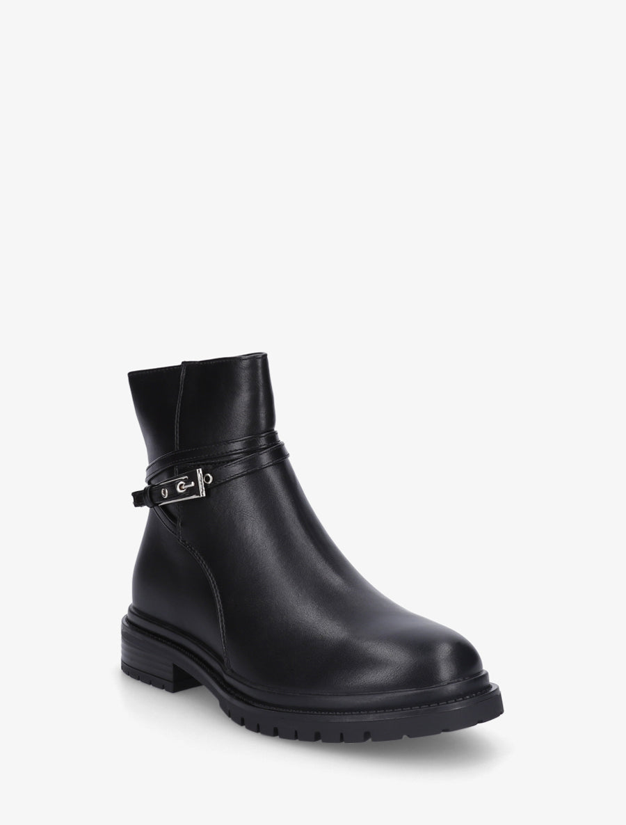 Bottines en simili sanglées - Noir - 2