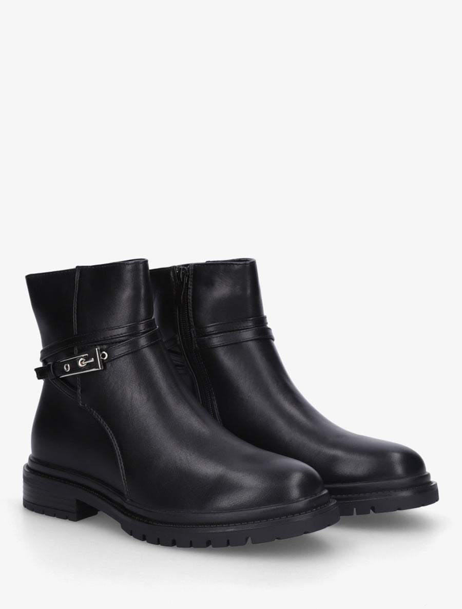 Bottines en simili sanglées - Noir - 4