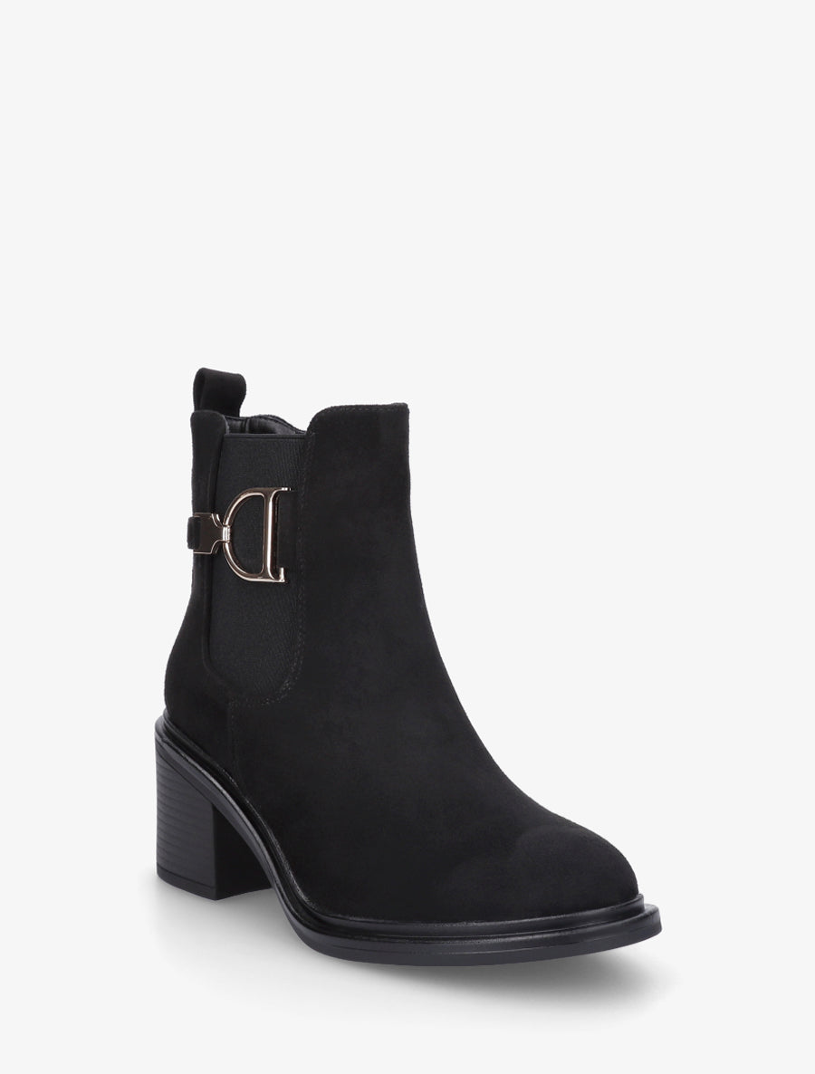 Bottines en suédine à boucle décorative - Noir - 2