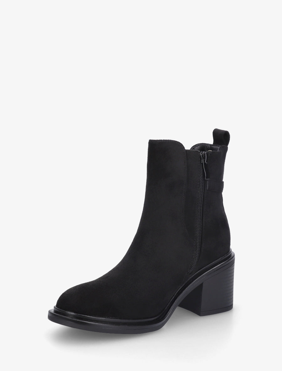 Bottines en suédine à boucle décorative - Noir - 3