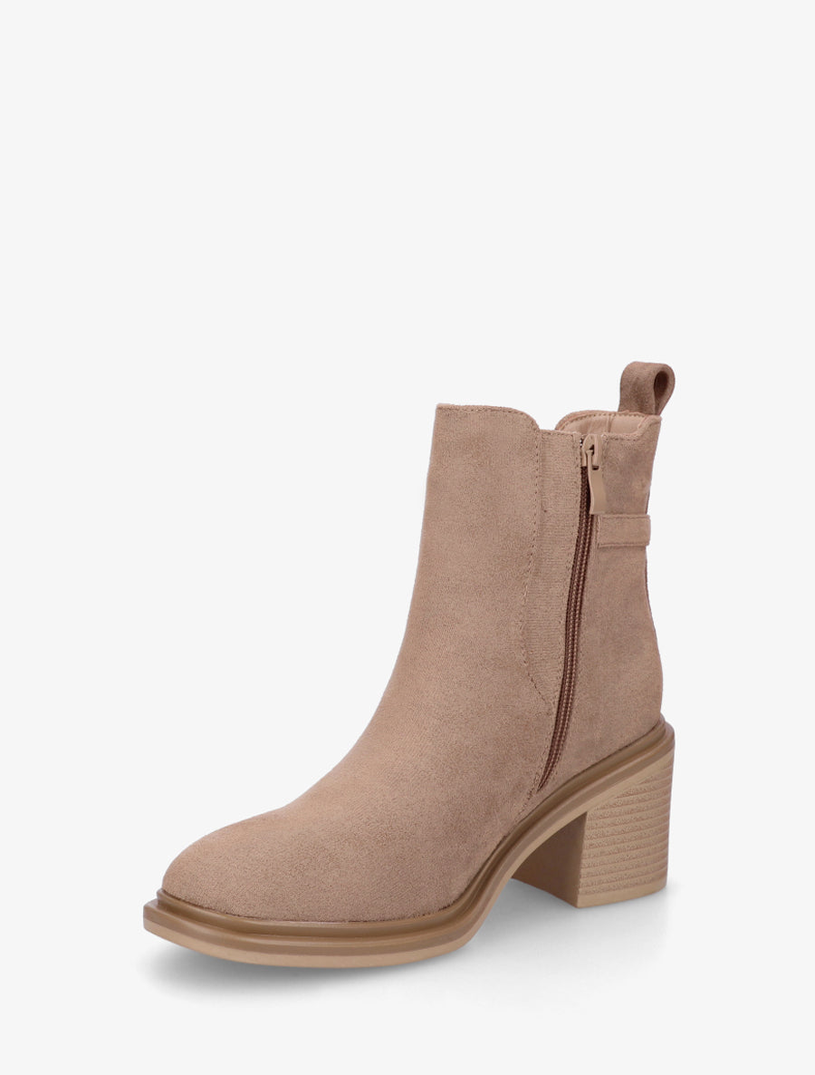 Bottines en suédine à boucle décorative - Taupe - 3