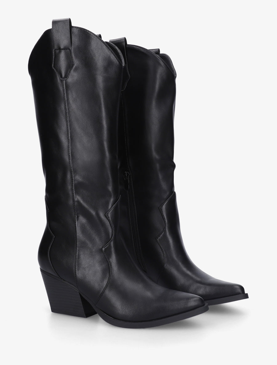 Bottes style santiags en simili - Noir - 4