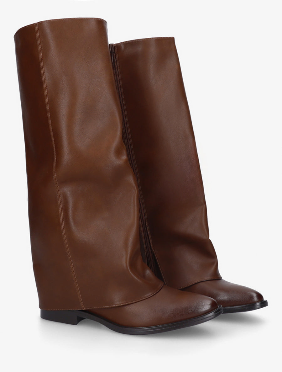 Bottes plates à revers - Camel - 4