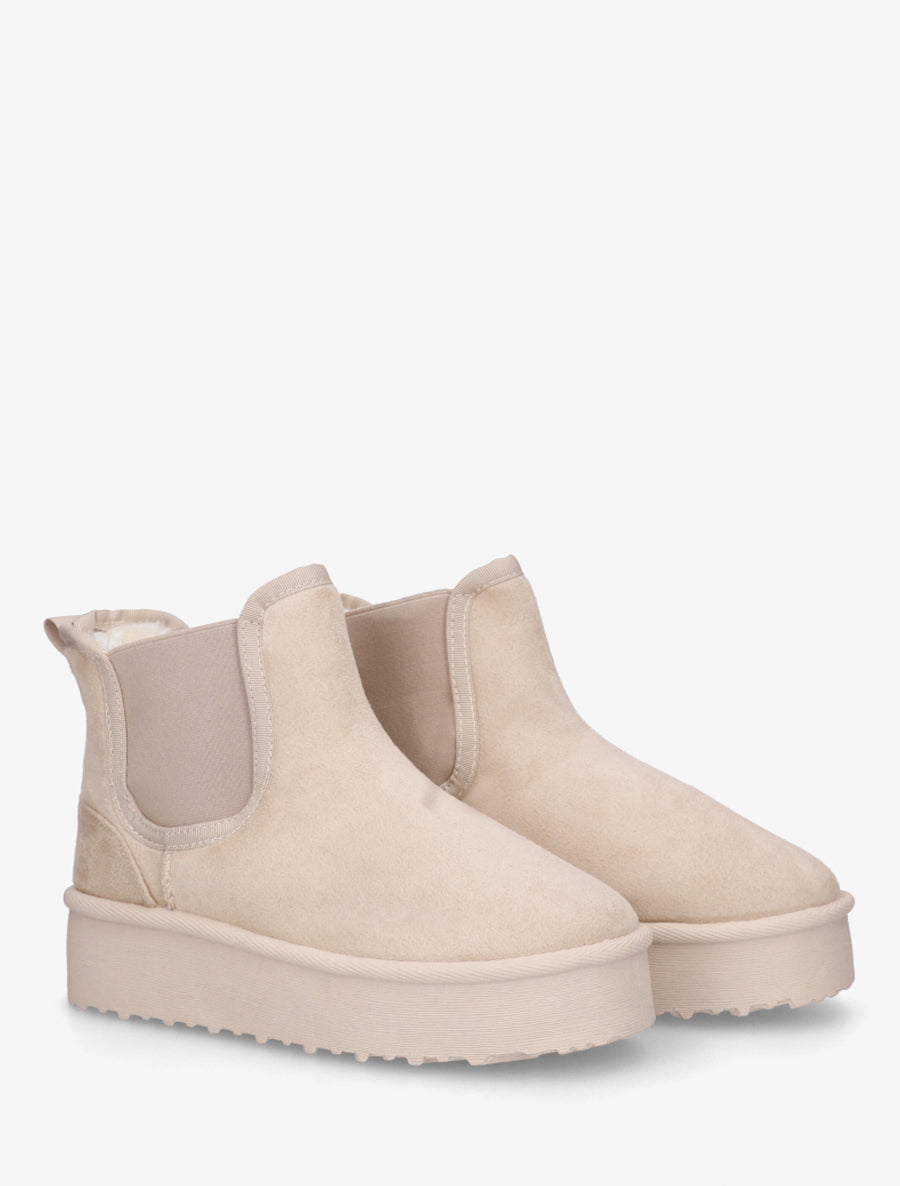 Bottines élastiquées en suédine - Beige - 4