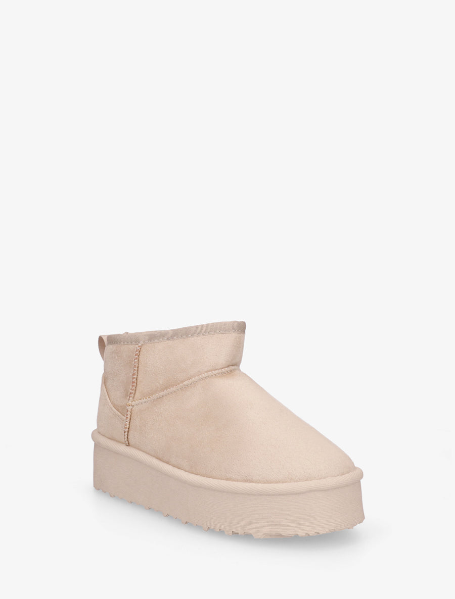 Boots en suédine à semelle plateforme - Beige - 2