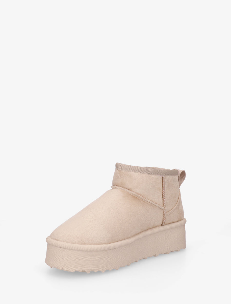 Boots en suédine à semelle plateforme - Beige - 3