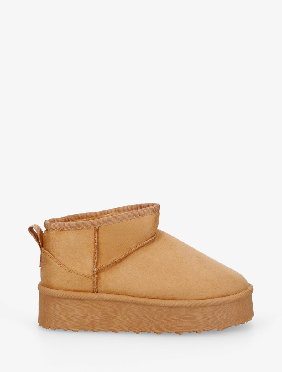 Boots en suédine à semelle plateforme - Camel - 1
