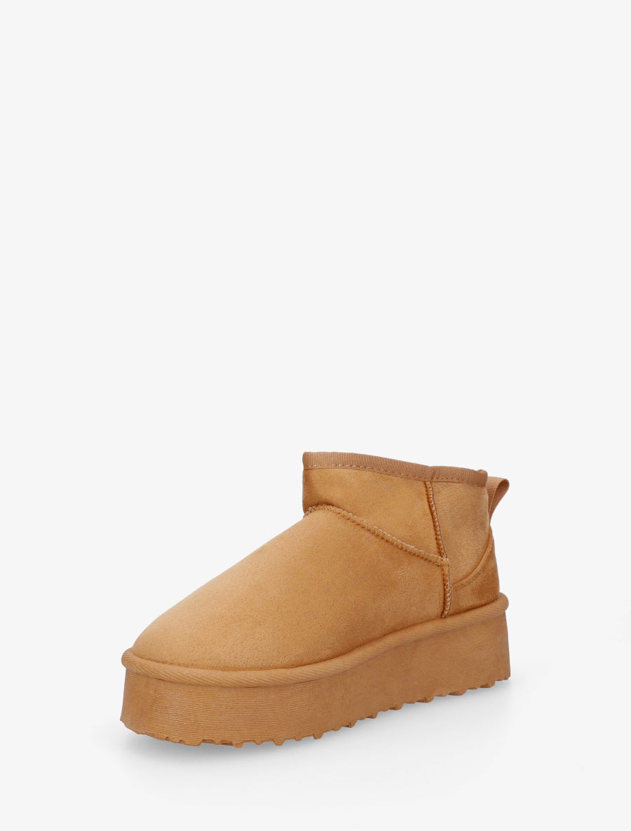 Boots en suédine à semelle plateforme - Camel - 3