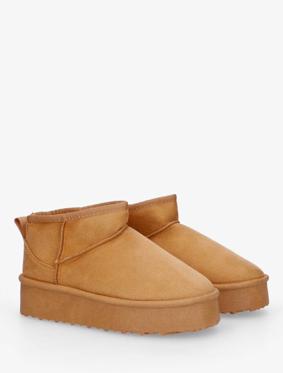 Boots en suédine à semelle plateforme - Camel - 4
