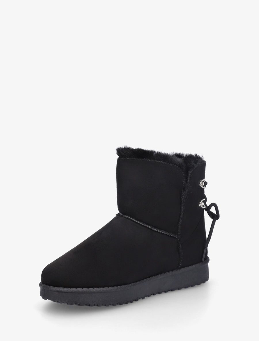 Bottines en suédine à strass - Noir - 3