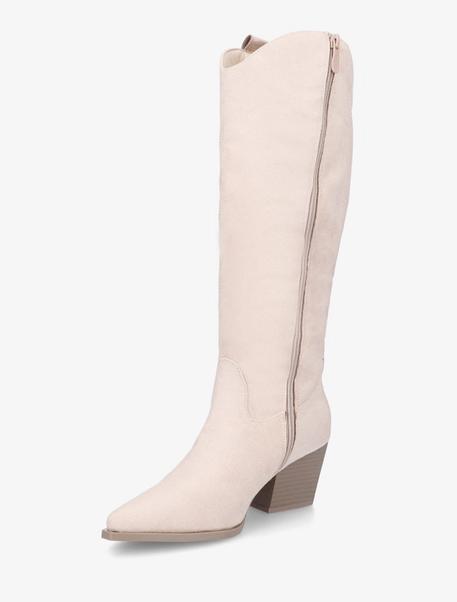 Bottes en suédine style santiags - Beige - 3