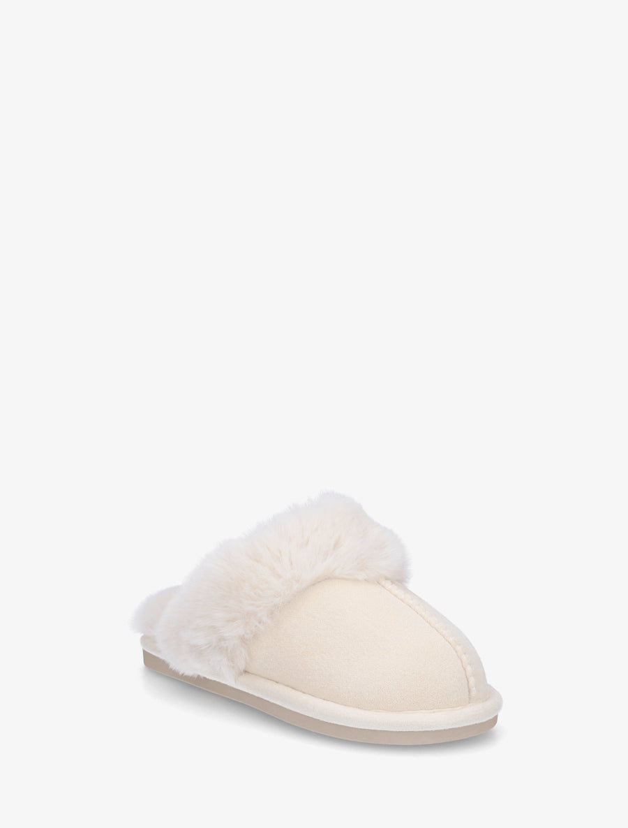 Mules plates fourrées - Beige - 2