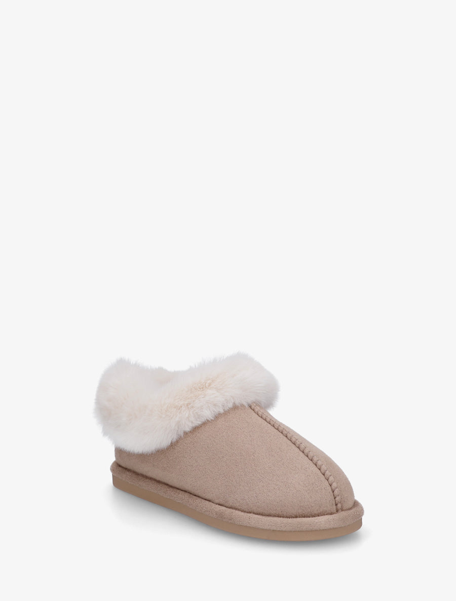 Mules en suédine fourrées - Taupe - 2