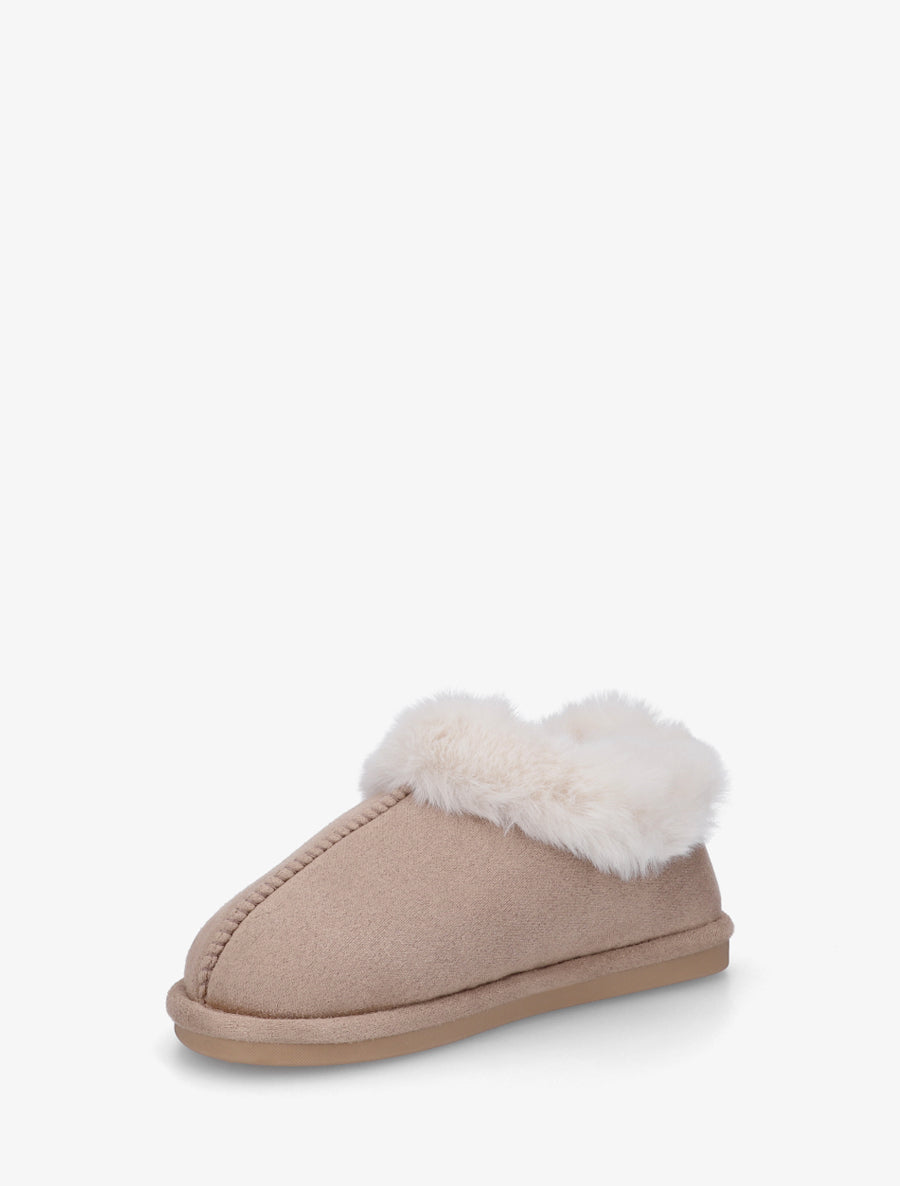 Mules en suédine fourrées - Taupe - 3