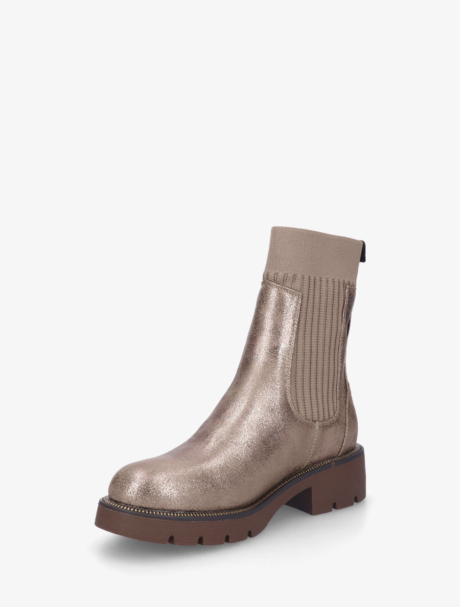 Bottines nacrées style chaussettes - Taupe - 3