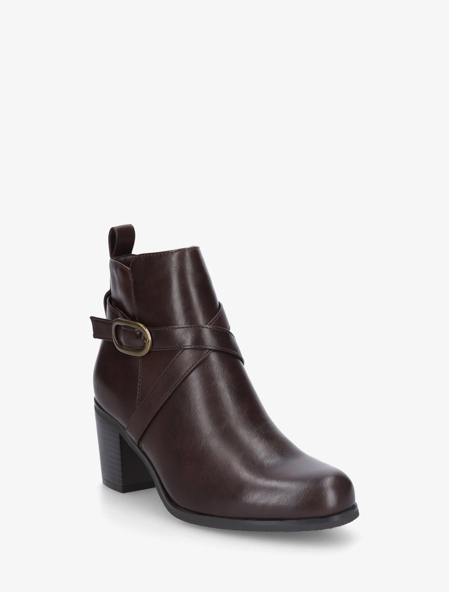 Bottines en simili à sangles - Marron - 2