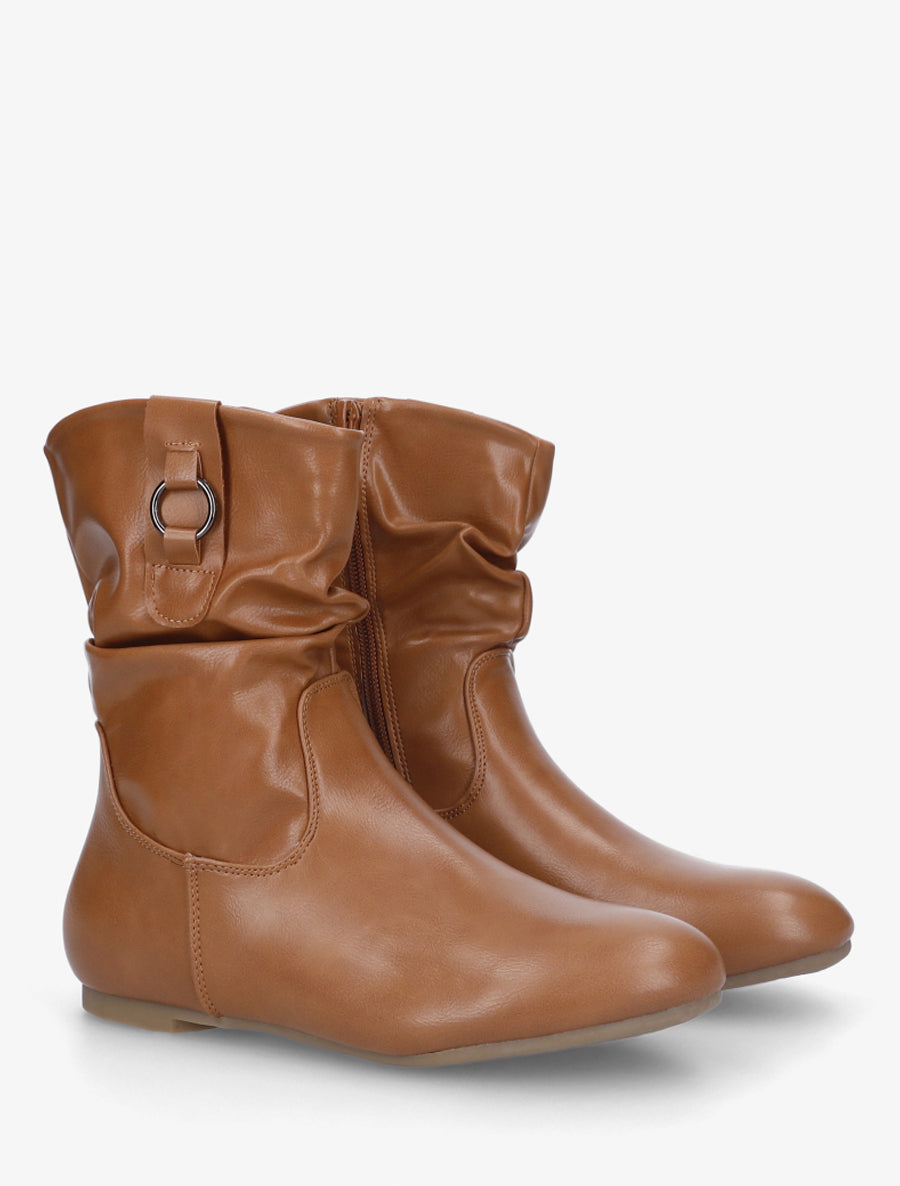 Bottines montantes effet froncé - Camel - 4