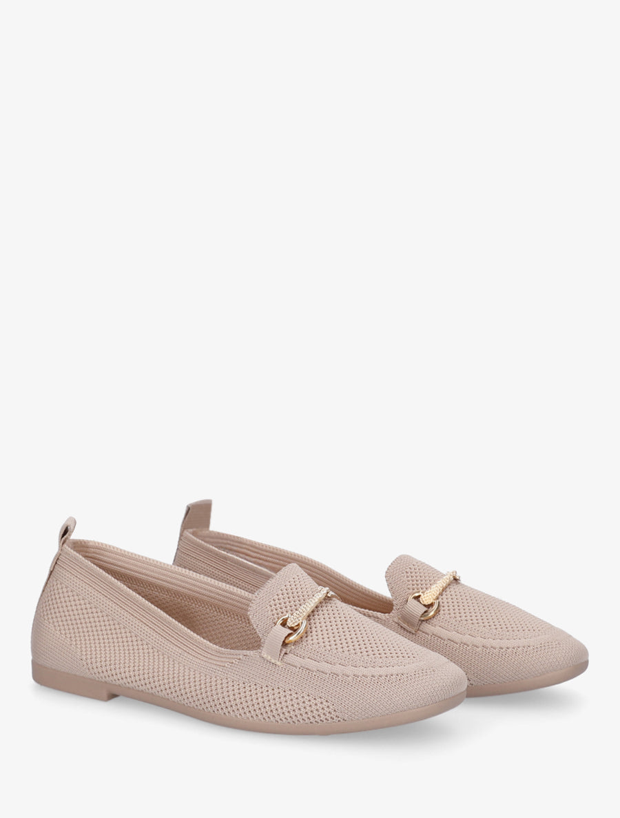 Mocassins en maille à boucle décorative - Taupe - 4