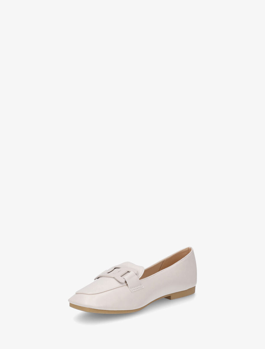 Mocassins bout carré à boucle - Beige - 3