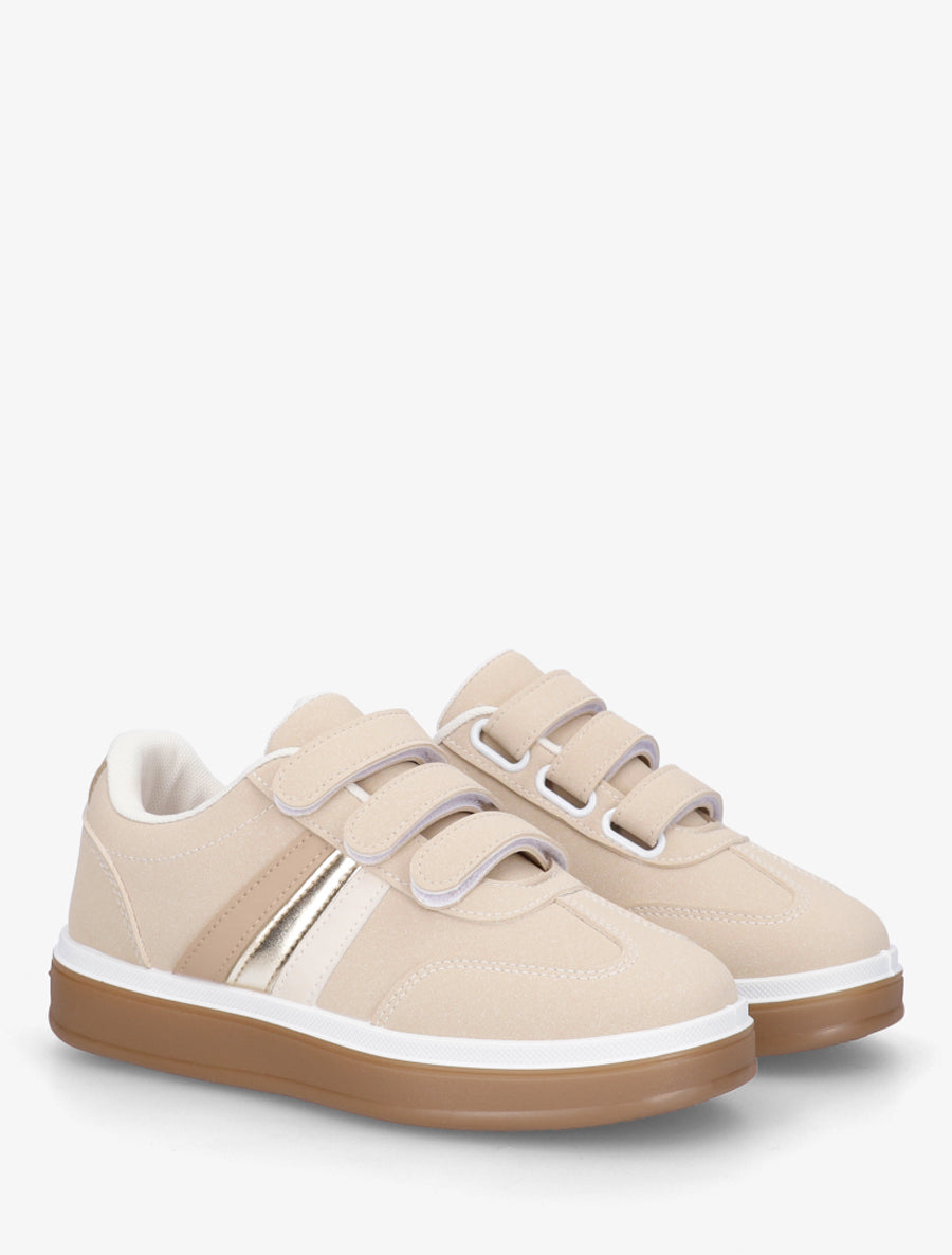 Sneakers à scratch et semelle caoutchouc - Taupe - 4