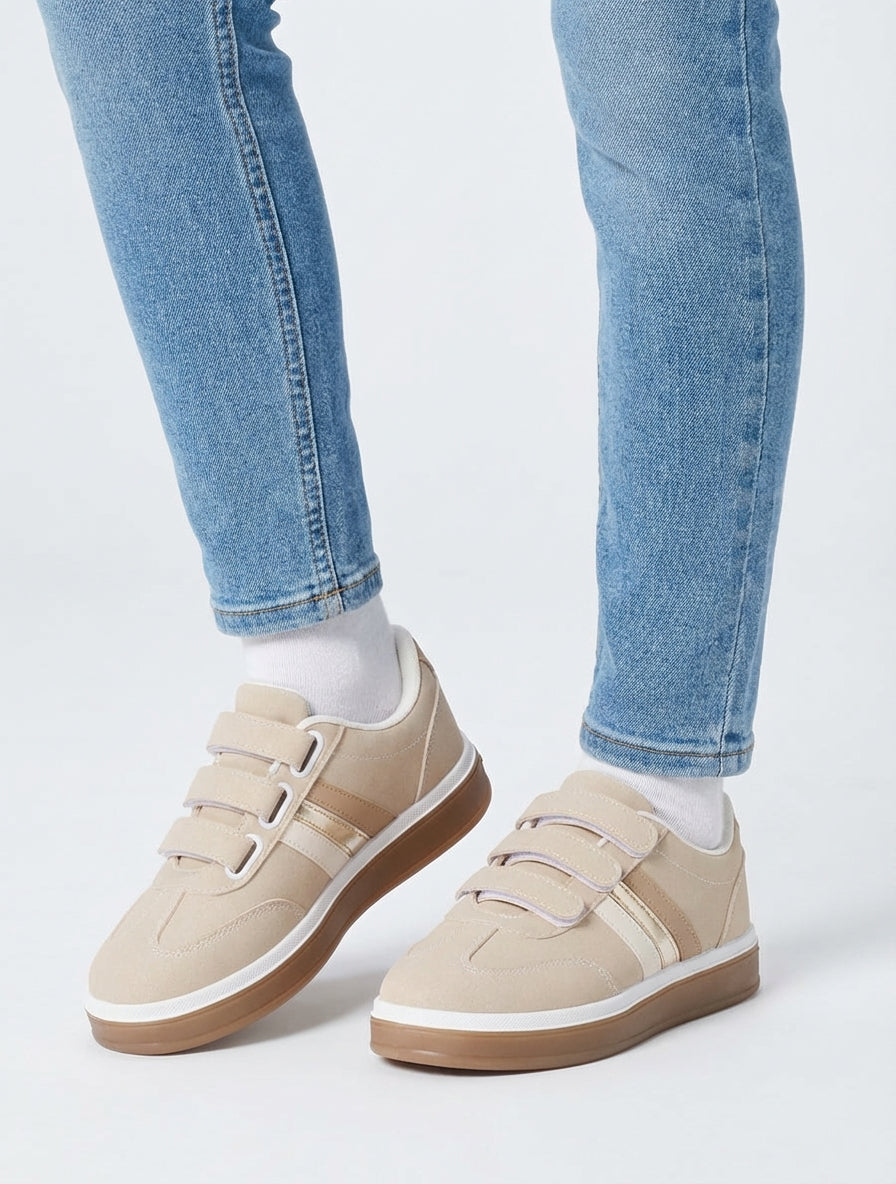 Sneakers à scratch et semelle caoutchouc - Taupe