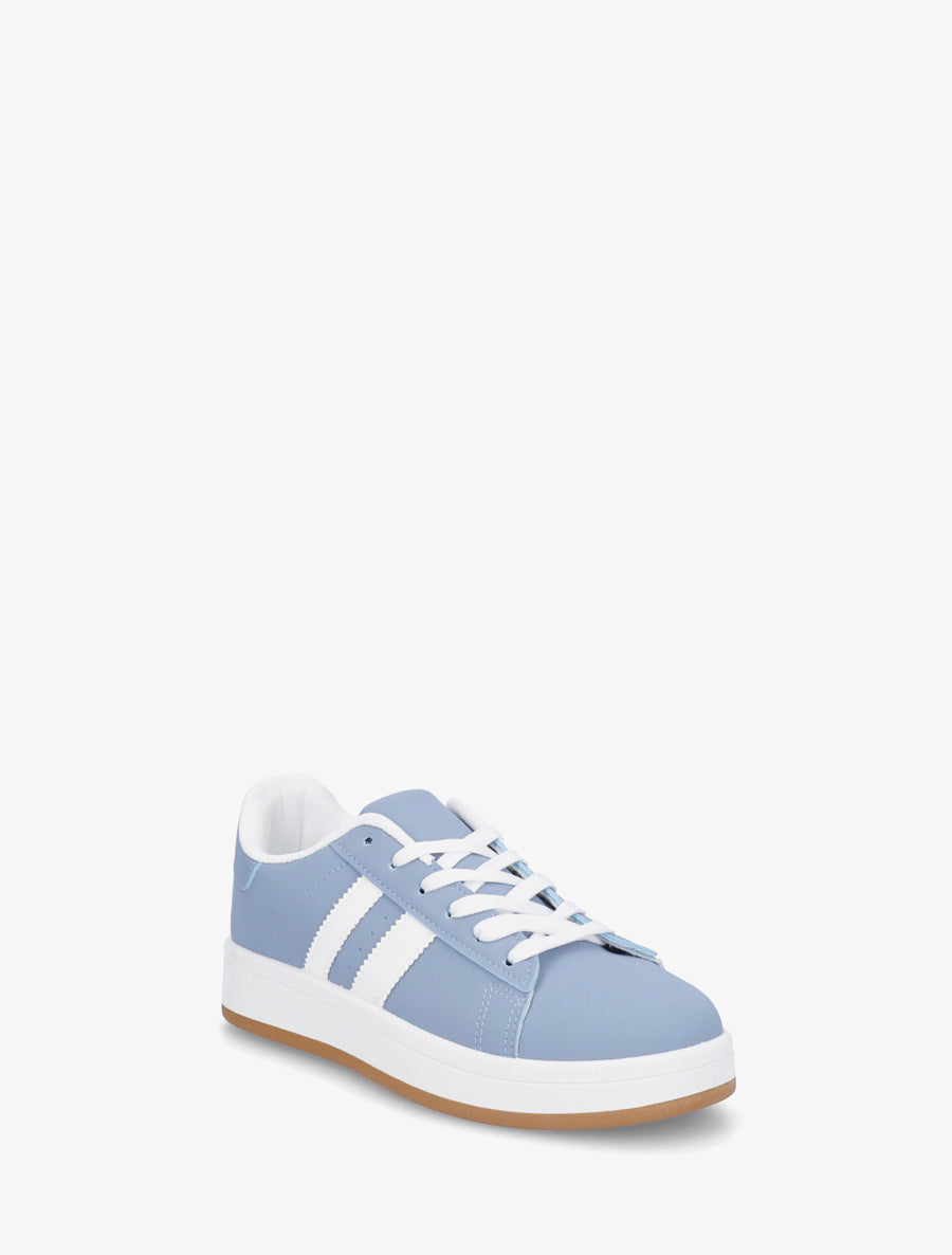 Sneakers effet nubuck à bandes contrastantes - Bleu - 2