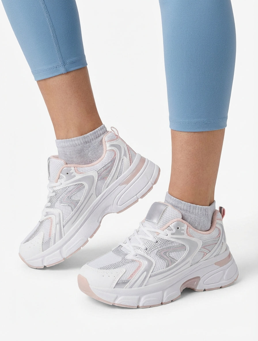 Baskets running ajourées plateforme - Blanc
