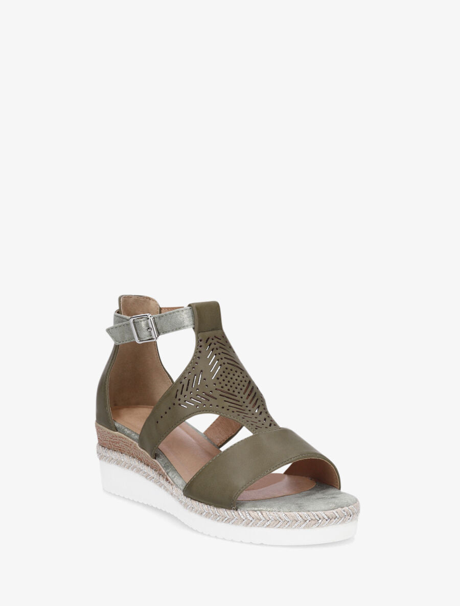 Sandales compensées et ajourée - Kaki - 2