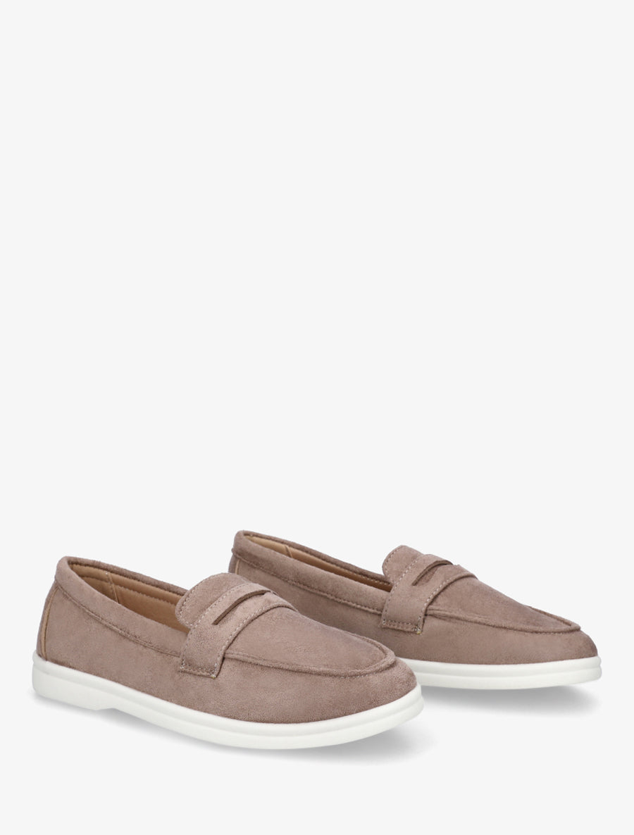 Mocassins unis en suédine - Taupe - 4