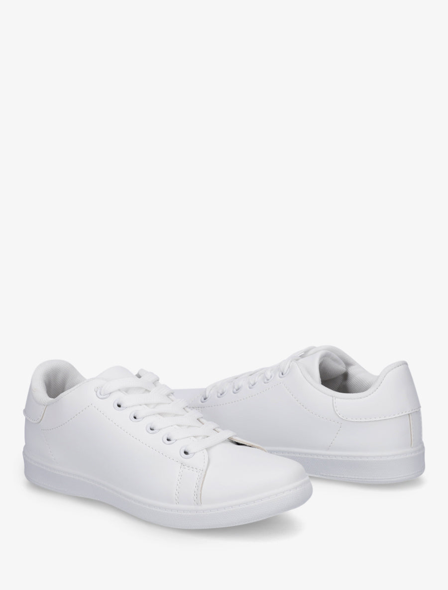 Sneakers basiques en simili - Blanc - 4