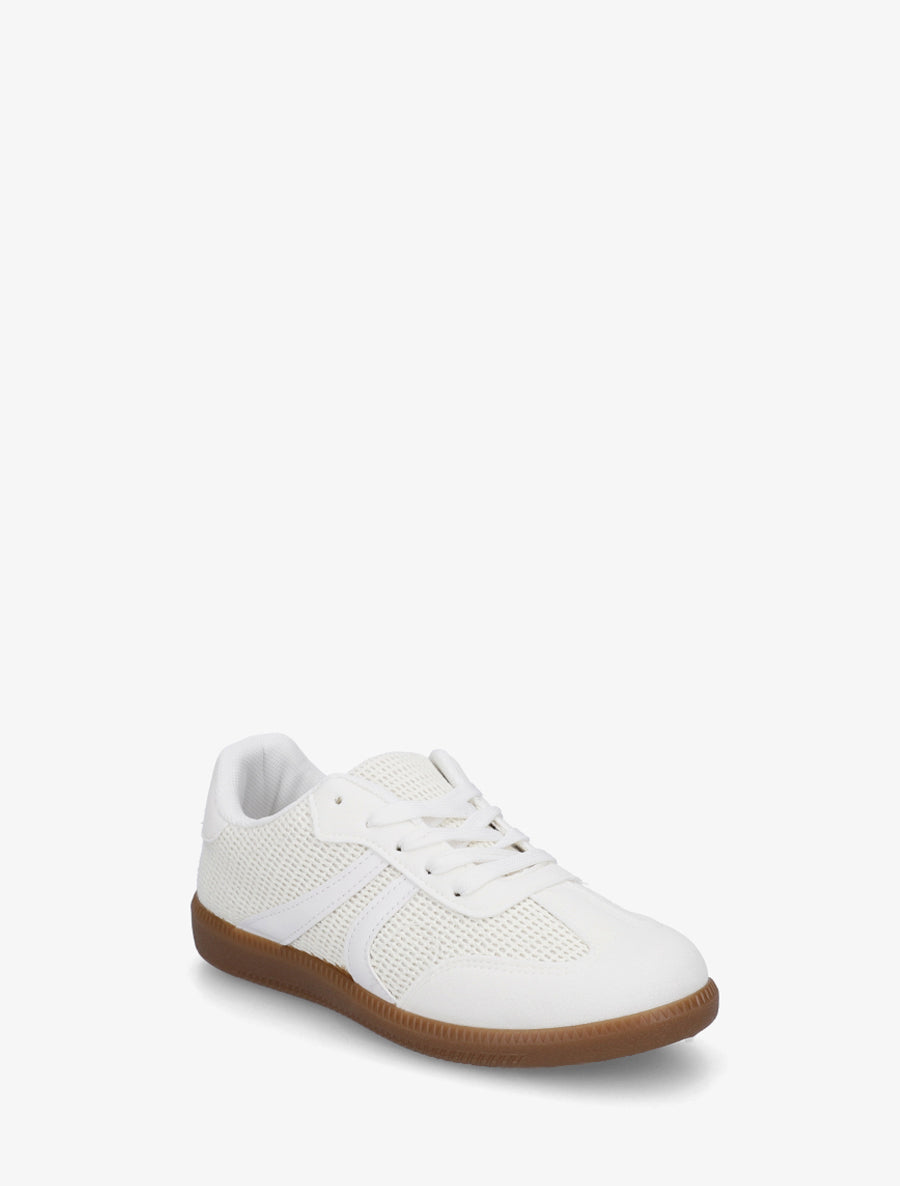 Sneakers bi-matière à semelle caoutchouc - Blanc - 2