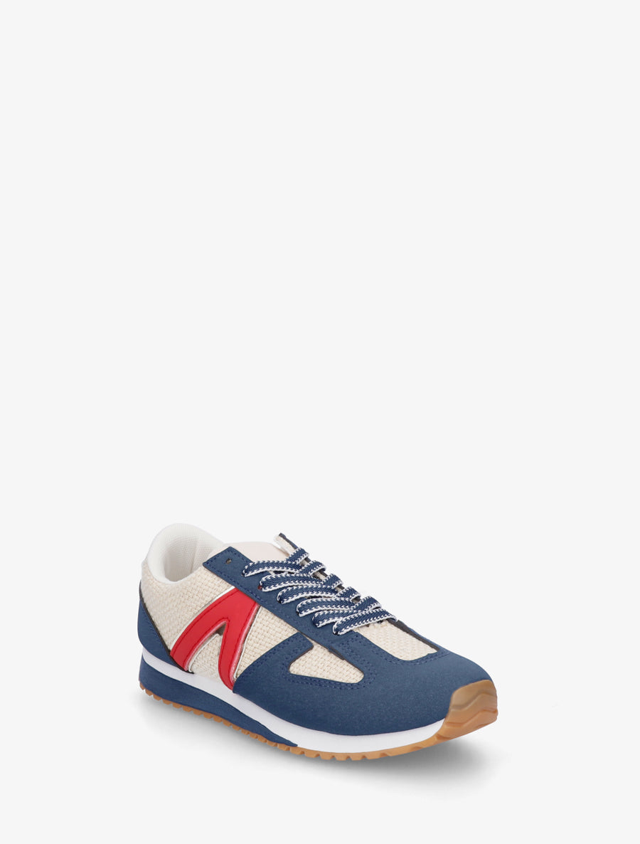 Baskets en toile tissée et simili - Bleu foncé - 2