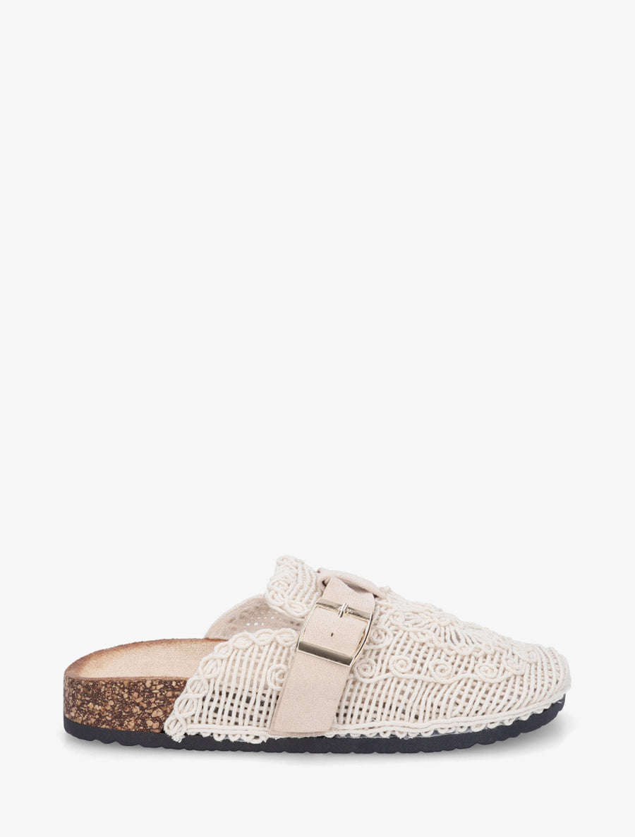 Mules fermées en macramé - Beige - 1