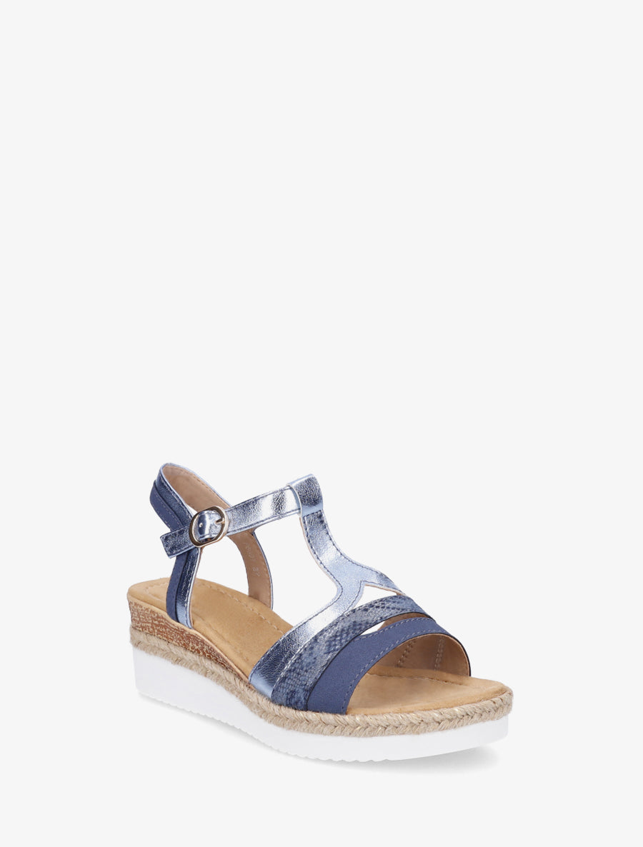 Sandales nacrées à bride en T fantaisie - Bleu - 2