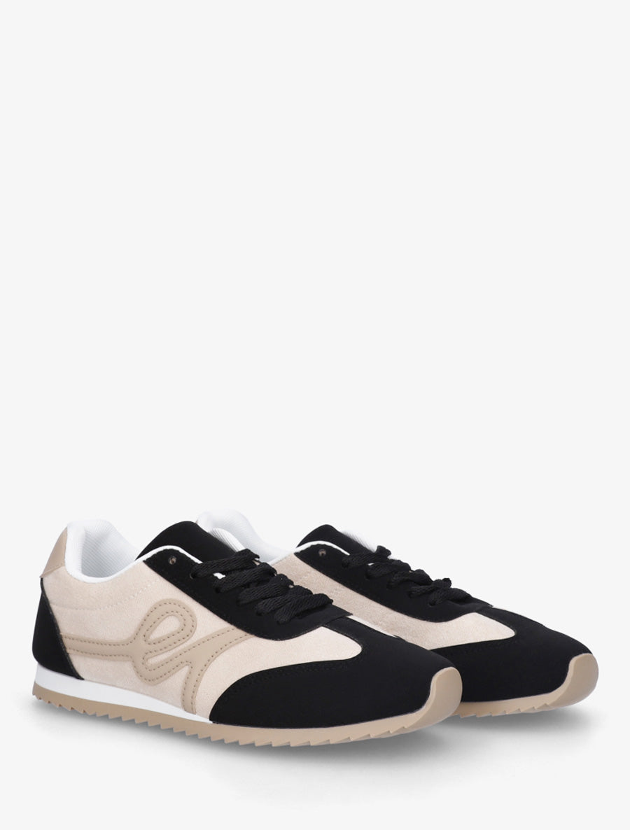 Sneakers en suédine à empiècement effet nubuck - Noir - 4