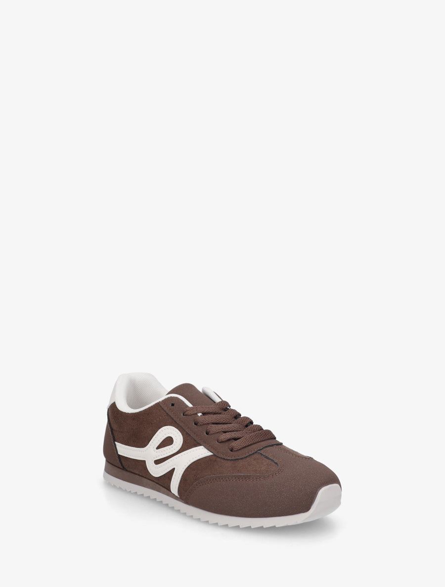 Sneakers en suédine à empiècement effet nubuck - Marron - 2