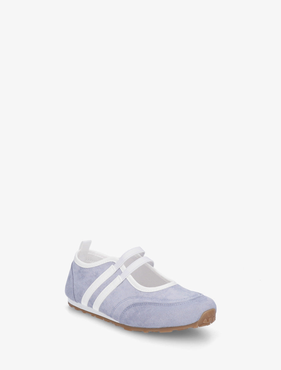 Ballerines en suédine à bandes - Bleu ciel - 2