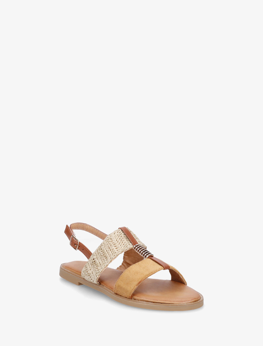 Nu-pieds à bijou métallique - Camel - 2