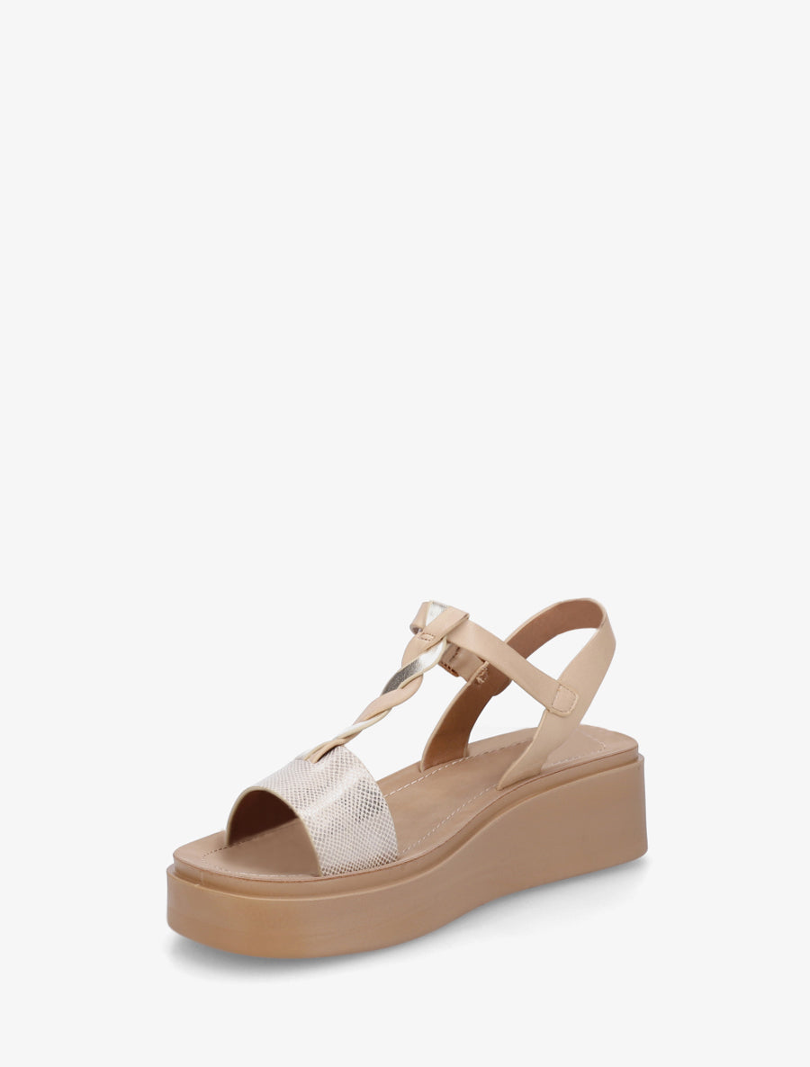 Sandales compenées à brides croisées - Beige - 3