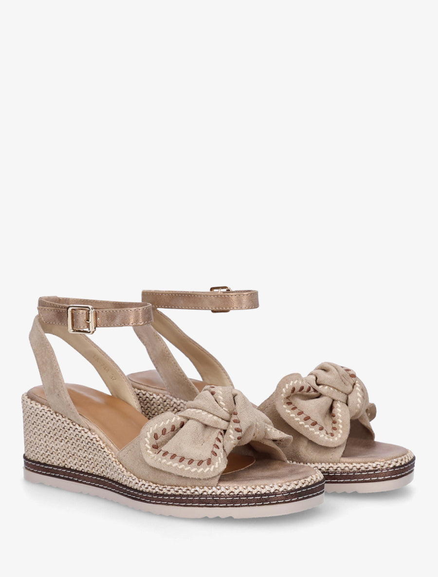 Sandales compensées à noeud - Taupe - 4