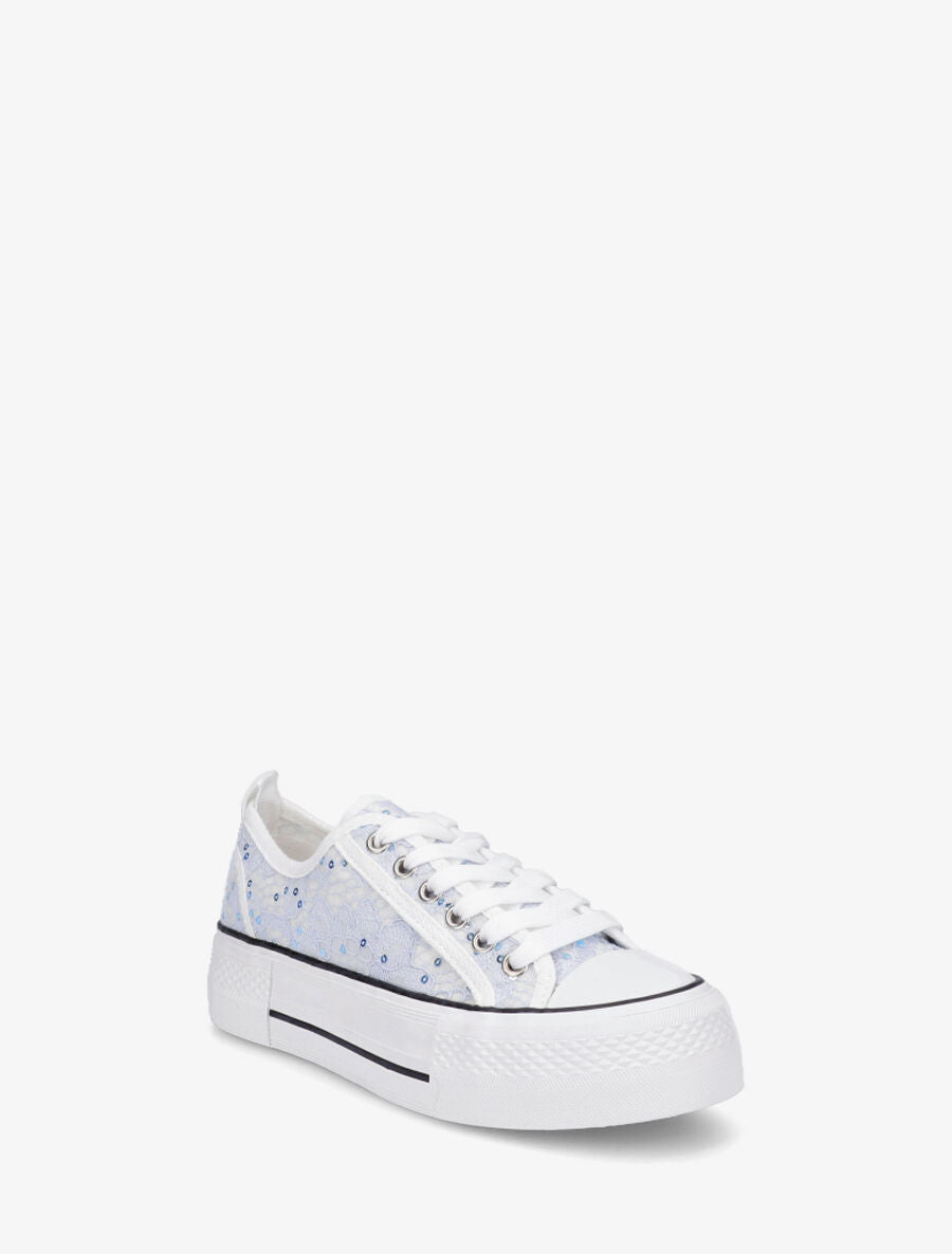 Sneakers à plateforme et sequins - Bleu - 2