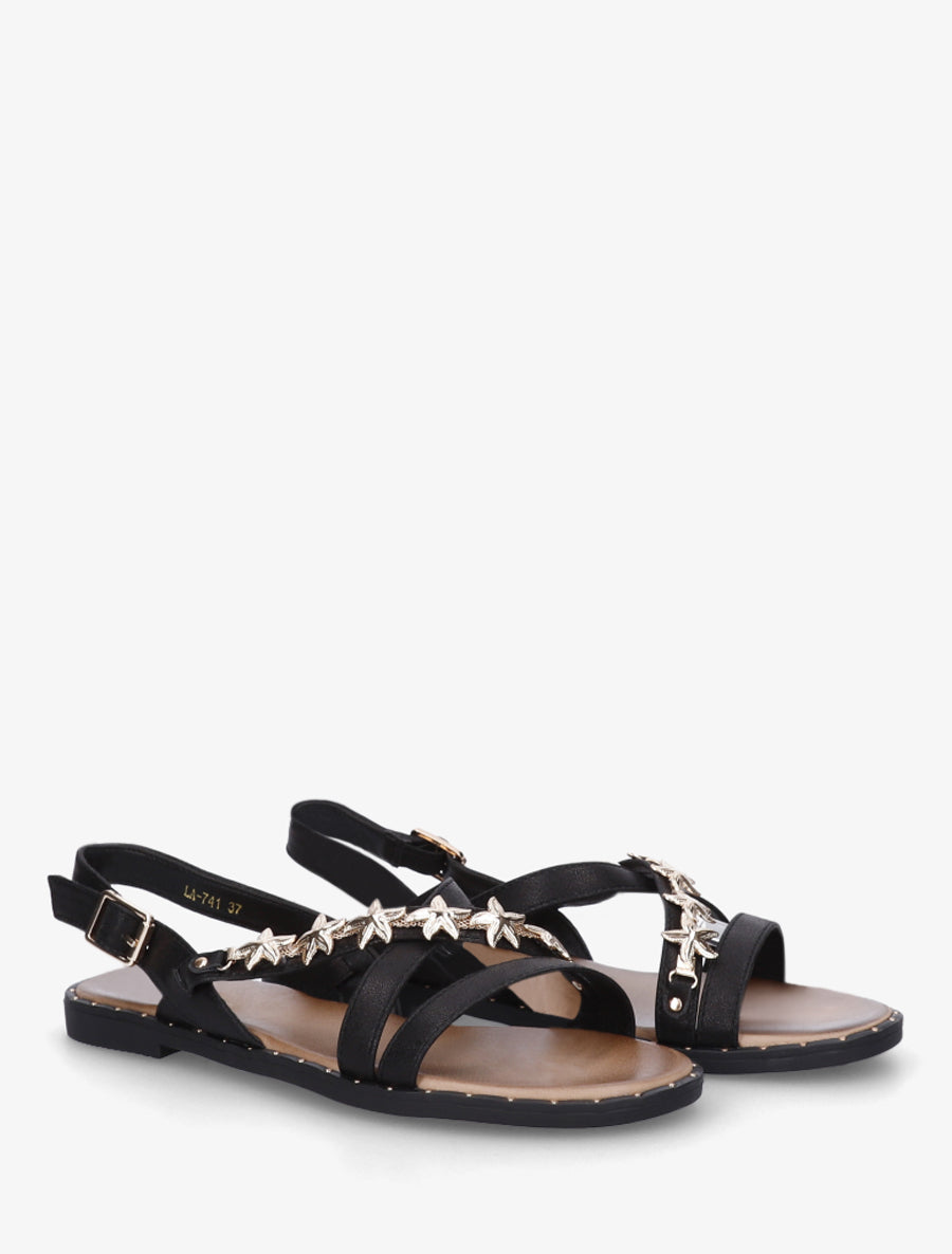 Nu-pieds cloutés à bijoux étoiles de mer - Noir - 4