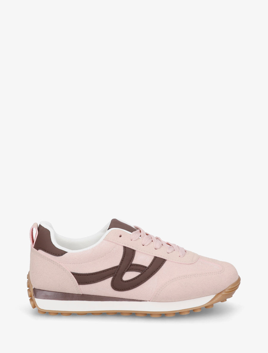 Sneakers en suédine à détails contrastants - Rose - 1