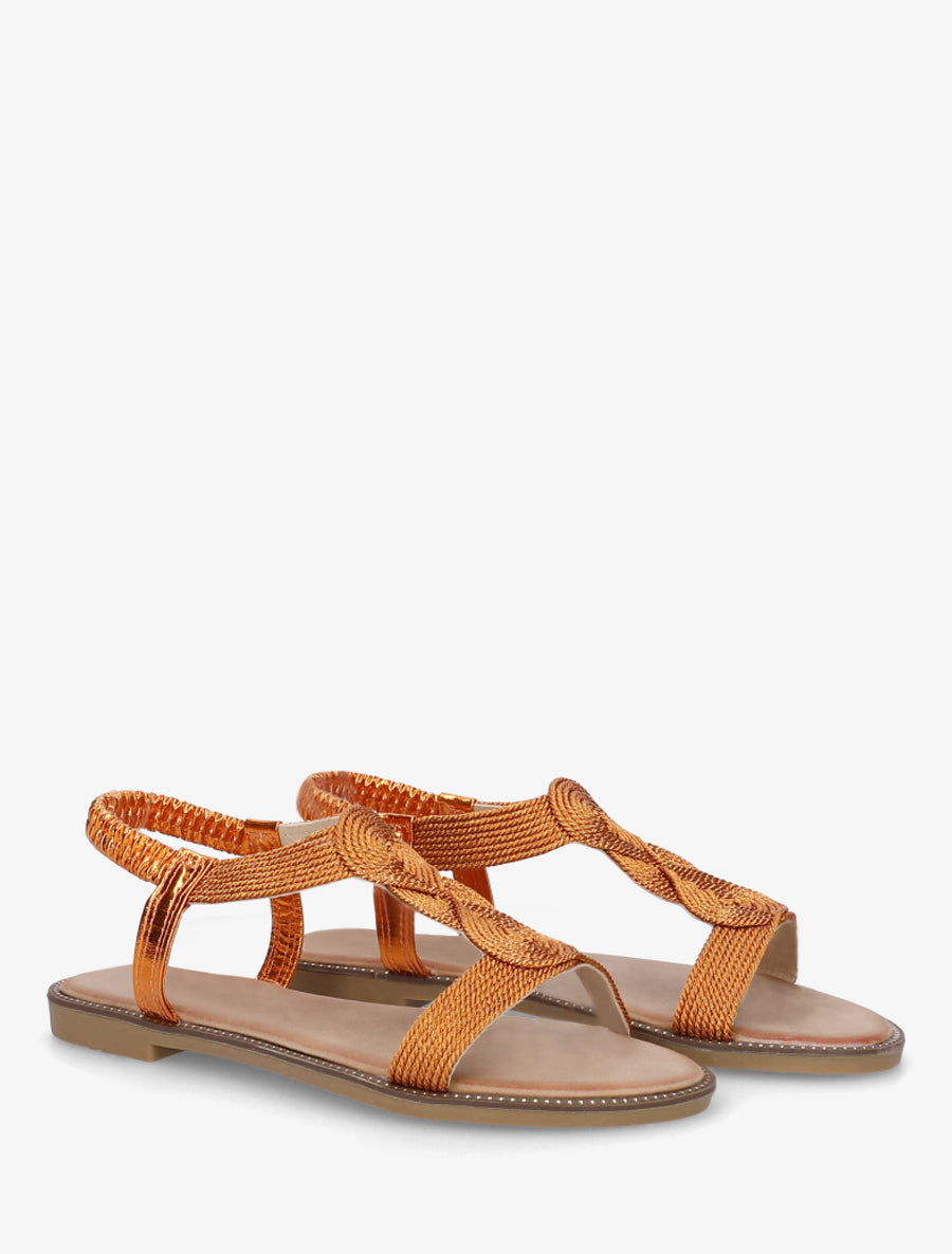 Nu-pieds tressés à cheville élastiquée - Orange - 4