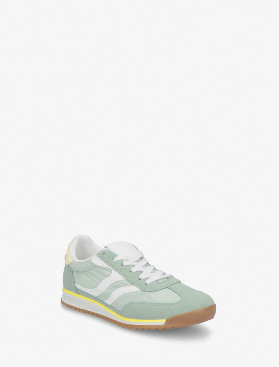 Baskets à empiècements nubuck - Vert amande
