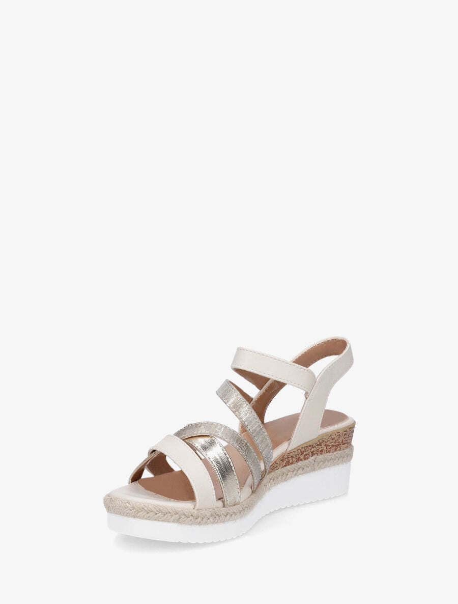 Sandales compensées à double scratchs - Beige - 3