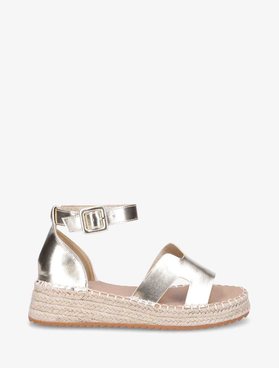 Sandales en simili style espadrilles - Or - 1