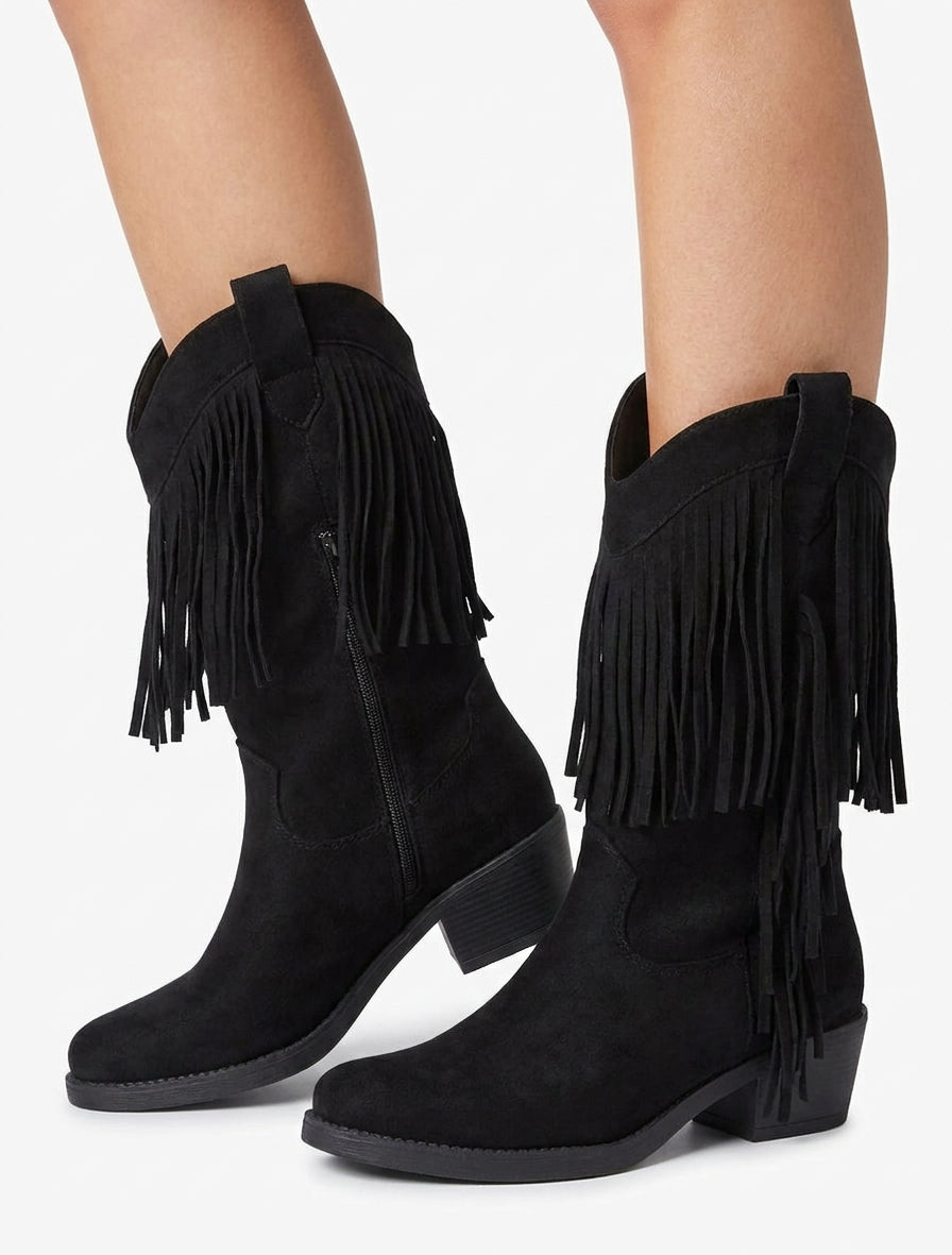 Bottines santiags à talon bottier - Noir