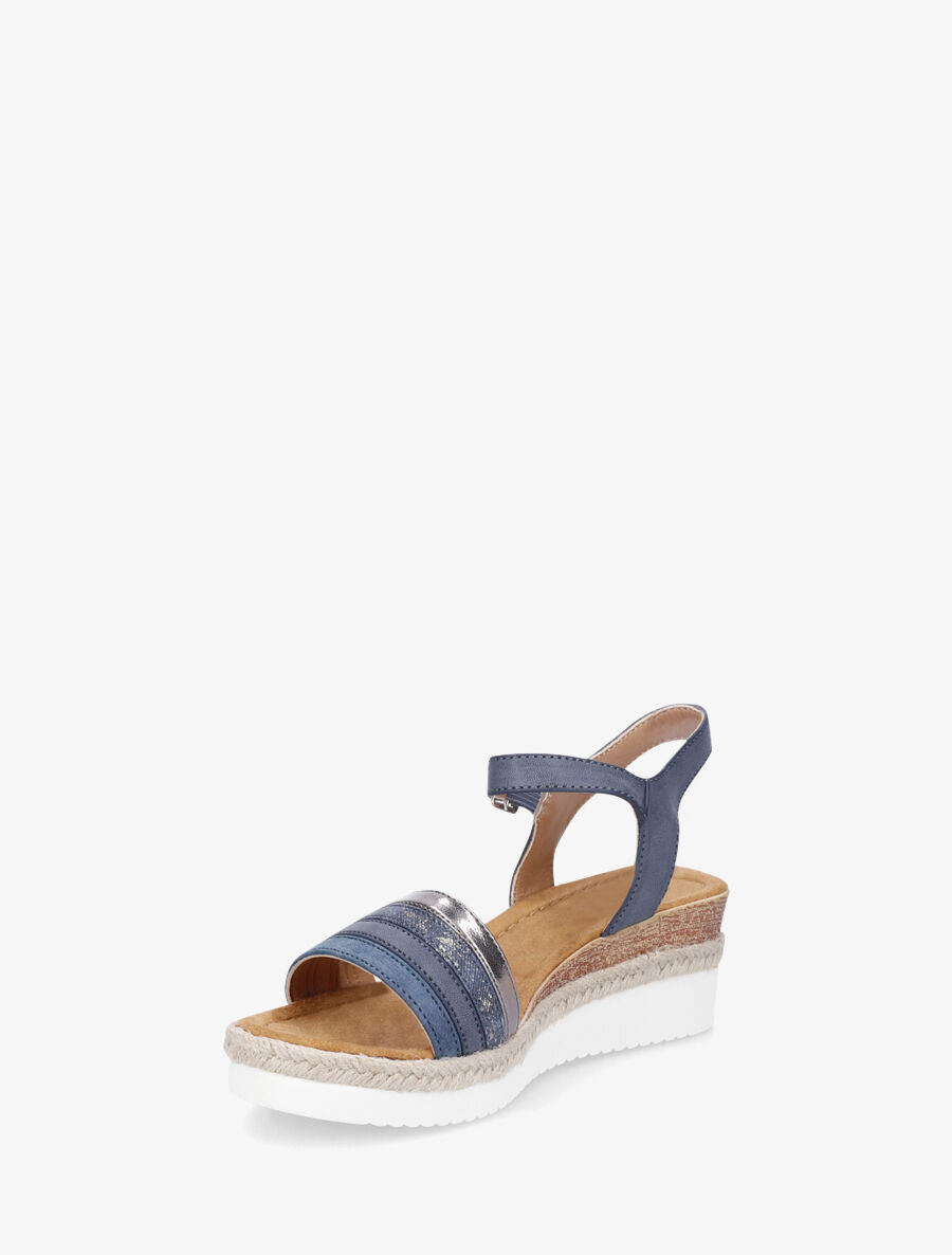 Sandales fantaisie à talon compensé - Bleu - 3