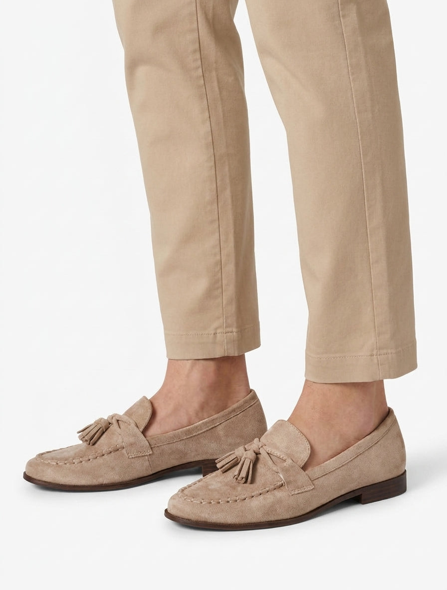 Mocassins en suédine bouts ronds - Taupe